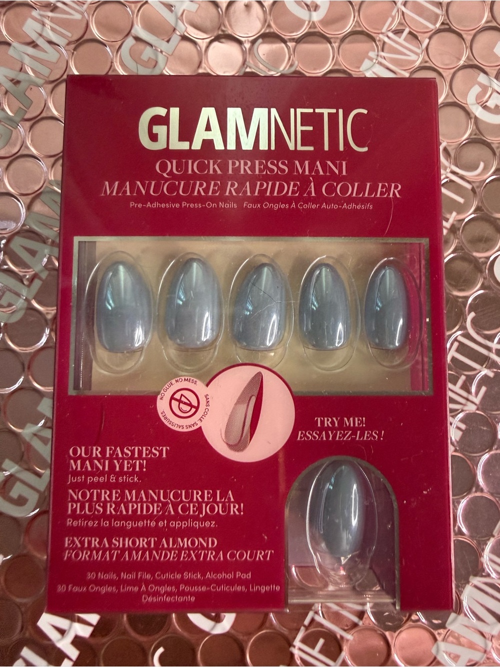 Glamnetic Quick Press Mani - Light Blue Almond Press-On Nails